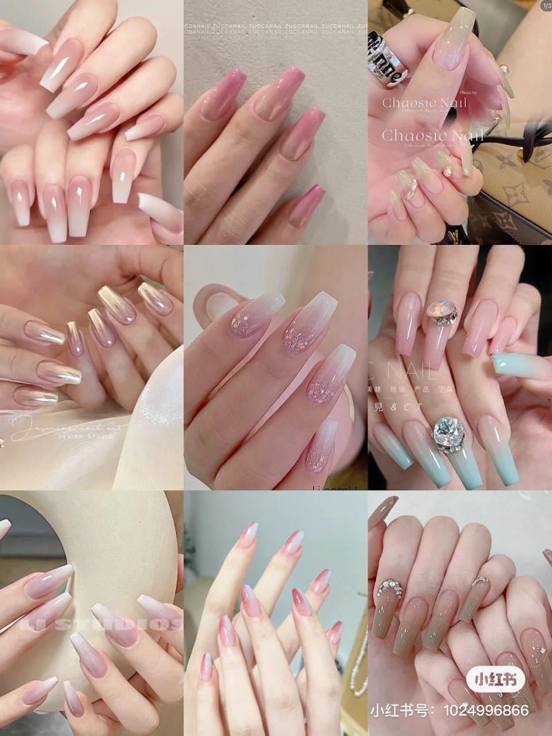 mau-nail-don-gian-cardina__9__b199474d5c3f4c3bbc507232226ed2f4 Bộ sưu tập các mẫu móng tay đa dạng với nhiều kiểu dáng và màu sắc khác nhau, từ hồng nhạt đến xanh và nâu.